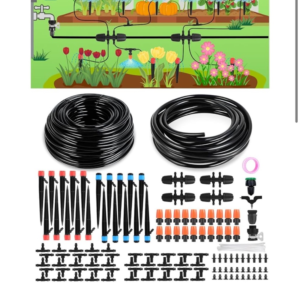 Black Drip Irrigation Kit for Home Gardens